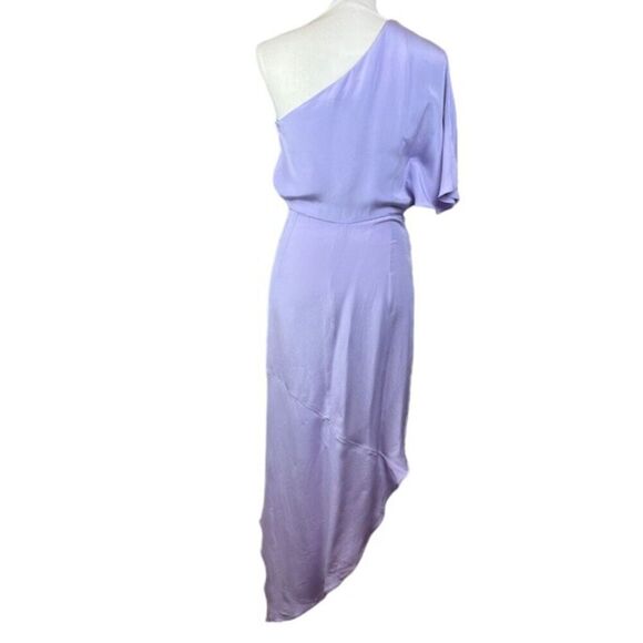 HANEY Marta Asymmetrical Wrap Dress One Shoulder Lavender Lilac Purple Size 2 - Picture 5 of 14